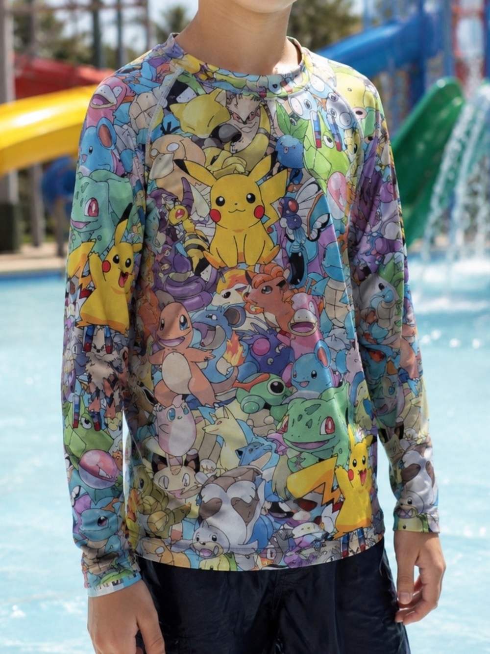 Pokémon All Over Print Rash Guard Water Shirt Kids XS Swim Colorful Cool Y2K